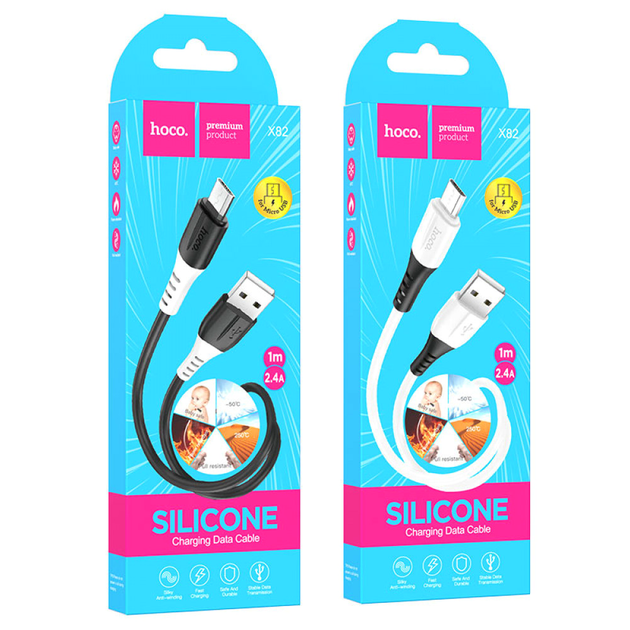 Кабель USB C 3A 1м силиконовый для зарядки Hoco X82 белый - Фото 2 Кабель USB C 3A 1м силиконовый для зарядки Hoco X82 белый - изображение 2