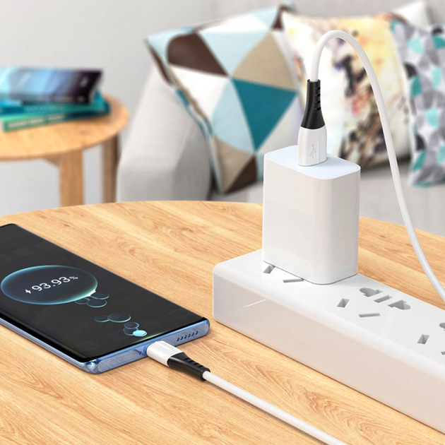 Кабель USB C 3A 1м силиконовый для зарядки Hoco X82 белый - Фото 3 Кабель USB C 3A 1м силиконовый для зарядки Hoco X82 белый - изображение 3