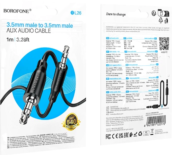 Кабель Aux 1м Borofone BL25 для подключения аудиоустройств - изображение 4