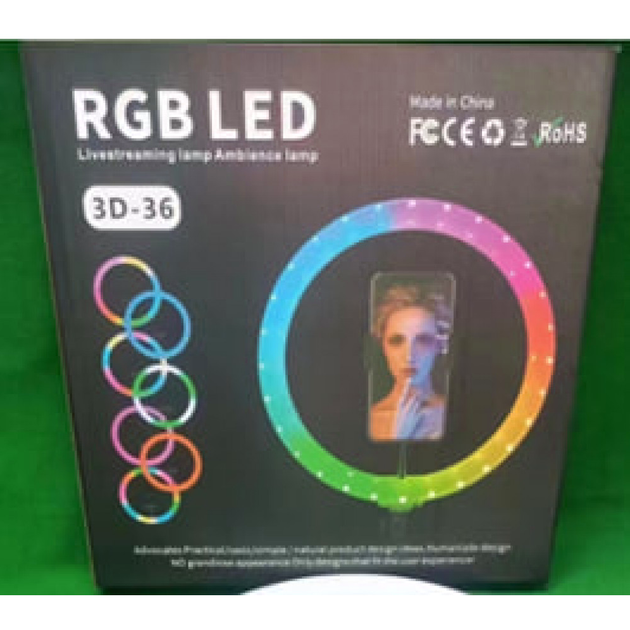 Кільцева лампа RGB LED 36 см 120 світлодіодів USB 5V чорна 3D-36 - зображення 3
