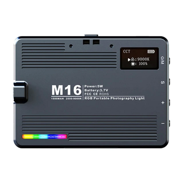Накамерний відеосвітло LED RGB 8 W 11.5х7х1.5 см 2500K-9000K M16 - зображення 9