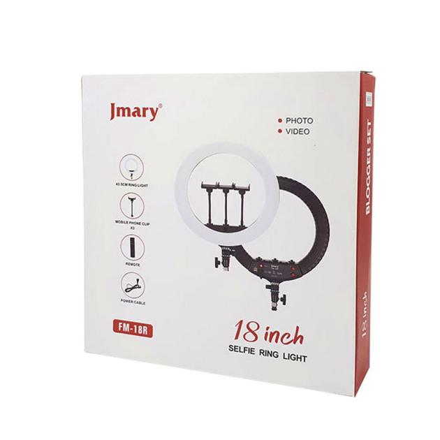 Кільцева світлодіодна лампа LED 46 см 18 дюймів з тримачем для телефона Jmary FM-18R - зображення 2