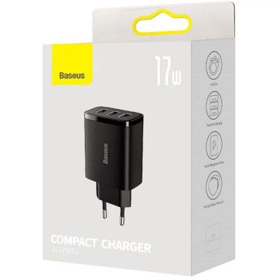 Зарядное устройство Baseus Compact Charger 3U Black (CCXJ020101) - изображение 5