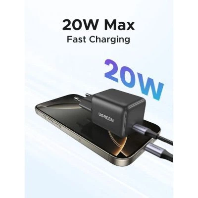 Зарядний пристрій Ugreen USB-C PD20W GaN X512 gray (55528) - Фото 5 Зарядний пристрій Ugreen USB-C PD20W GaN X512 gray (55528) - зображення 5