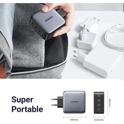 Зарядное устройство Ugreen 4xUSB 100W (3xUSB-C+USB-A) Gan Tech Fast GAN Charger black CD226 (40747) - изображение 10