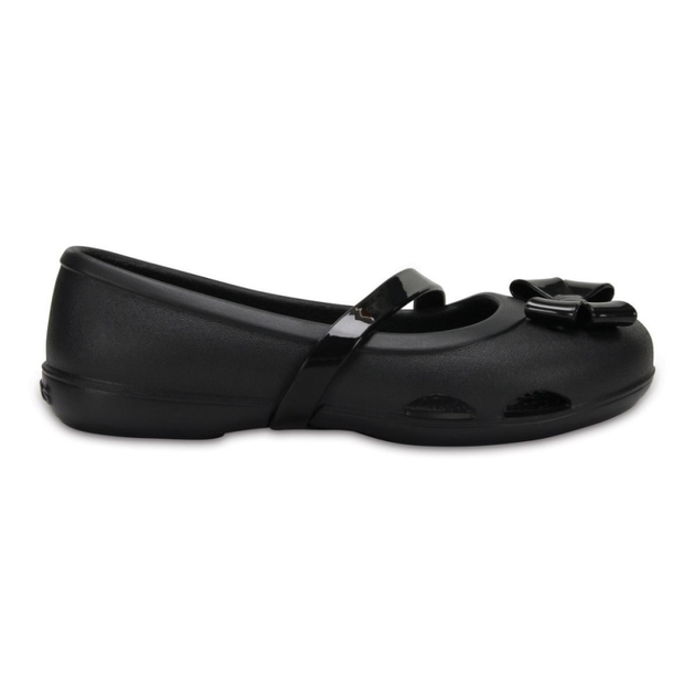 Дитячі крокси балетки для дівчинки Crocs Kids' Lina Charm Flat Black (27/28, чорний) - зображення 3