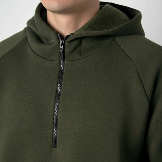 Худі чоловіче з каптуром трикотаж хакі, L-XL - Фото 6 Худі чоловіче з каптуром трикотаж хакі, L-XL - изображение 6