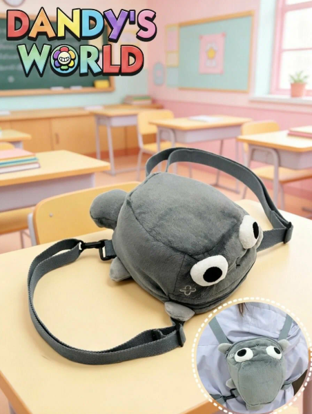 Мягкий детский рюкзак Dandy's World Pebble 26х20 см Серый — Плюшевая сумка через плечо Мир Дэнди Пеббл - изображение 4
