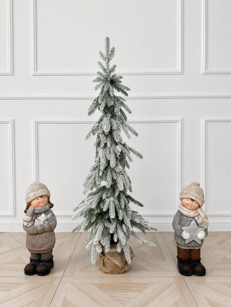Ялинка лита засніжена Forest Elf Snow 120 см вузька в мішковині - зображення 3