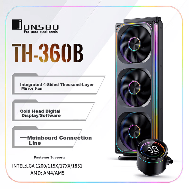Система водяного охлаждения Jonsbo TH-360 Black - Фото 7 Система водяного охлаждения Jonsbo TH-360 Black - изображение 7