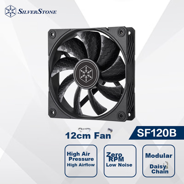 Вентилятор SilverStone SF120B 120 мм PWM Black (SST-SF120B) - изображение 3