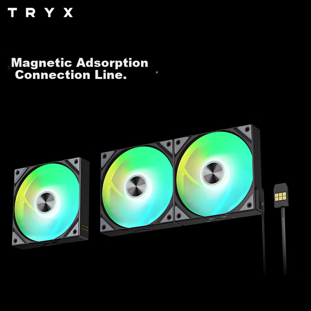 Вентиляторы TRYX ROTA Dark Star SL ARGB, 120 мм, комплект 3 шт, подшипник FDB, черные - изображение 4