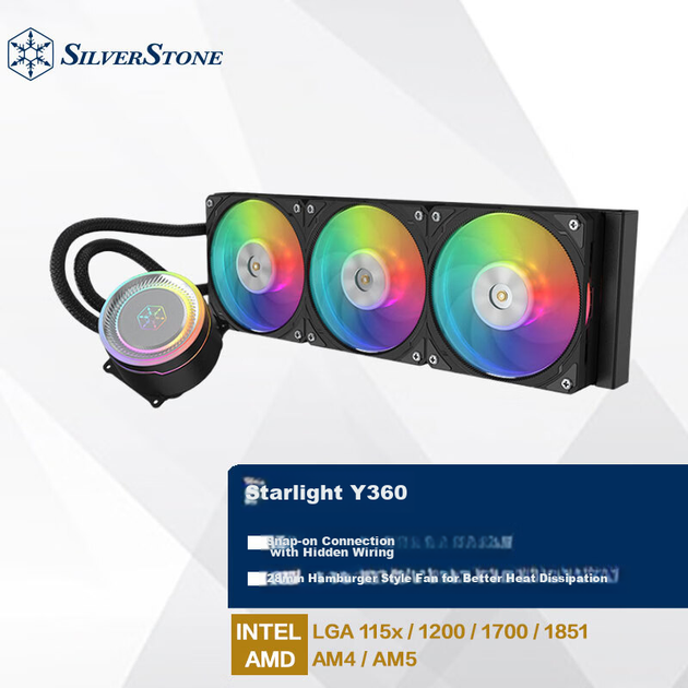 Система водяного охолодження SilverStone Starlight Y360 ARGB - зображення 7