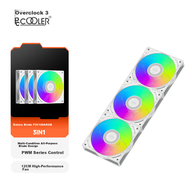 Вентилятор PcCooler F3 S120 ARGB 120 мм PWM White, комплект 3 шт - изображение 2