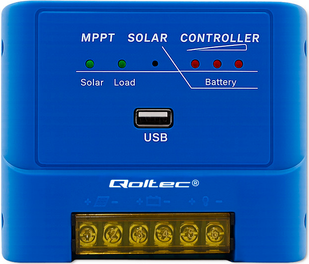 Контролер заряду сонячної батареї Qoltec MPPT 15 A для живлення споживачів постійного струму та заряджання акумуляторів 12 В / 24 В (5901878536712) - Фото 2 Контролер заряду сонячної батареї Qoltec MPPT 15 A для живлення споживачів постійного струму та заряджання акумуляторів 12 В / 24 В (5901878536712) - зображення 2