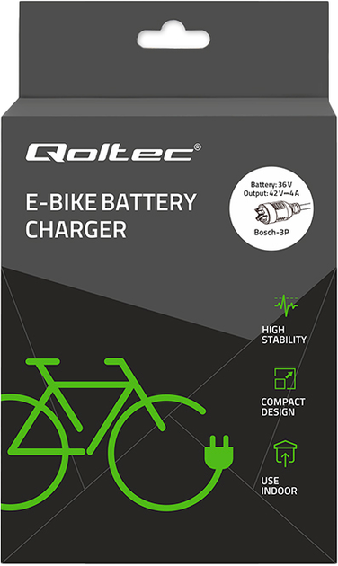 Szybka ładowarka do roweru elektrycznego Qoltec 36V \ 42V 4A Bosch plug (5901878524276) - Zdjęcie 7 Szybka ładowarka do roweru elektrycznego Qoltec 36V \ 42V 4A Bosch plug (5901878524276) - obraz 7