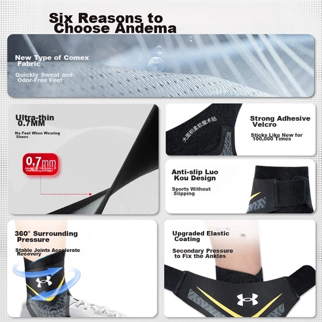 Бандажи на голеностоп Under Armour PREVENT 2H, спортивные, 2 шт, черные, универсальный размер - Фото 4 Бандажи на голеностоп Under Armour PREVENT 2H, спортивные, 2 шт, черные, универсальный размер - изображение 4