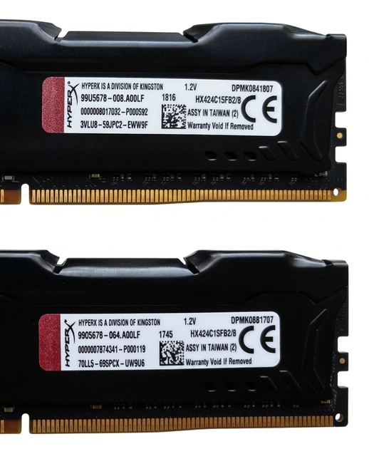 Оперативная память Kingston HyperX DDR4 16GB (2x8GB) 2400MHz (HX424C12PB2/8) - изображение 3