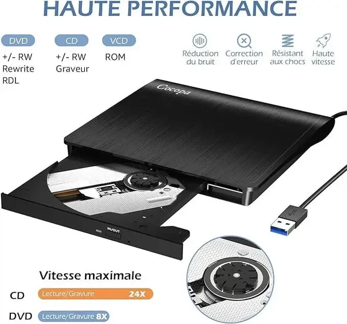 Внешние оптические приводы External DVD/CD Drive BT638 CD-DVD ноутбука Cocopa - изображение 3
