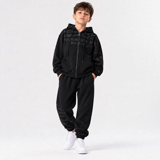 Спортивный костюм Nice Studio для мальчика оверсайз,Черный 160 - изображение 5