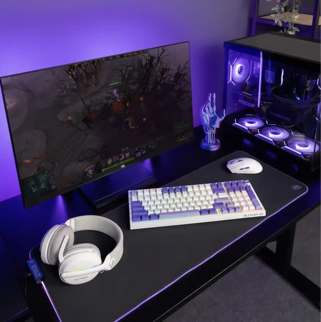 Бездротова механічна ігрова Bluetooth клавіатура Proove Gaming Slicker SE формату 98% 98 клавіш RGB-підсвічування USB 2.4ГГц Біла - зображення 7