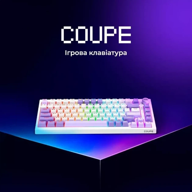 Беспроводная механическая игровая Bluetooth клавиатура Proove Gaming Coupe формата 75% 82 клавиш компактная с RGB-подсветкой USB 2.4ГГц белая - изображение 2