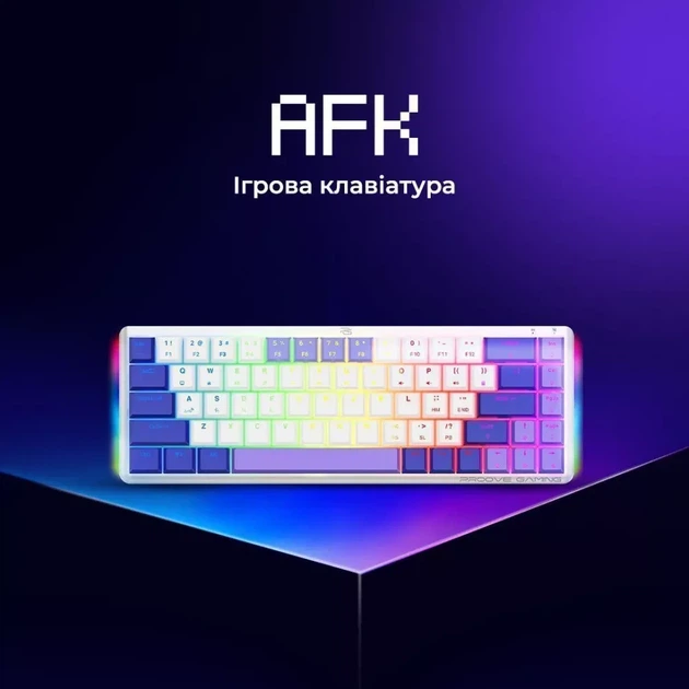 Бездротова механічна ігрова Bluetooth клавіатура Proove Gaming AFK формату 65% 68 клавіш компактна з RGB-підсвічуванням USB 2.4ГГц біла - зображення 2