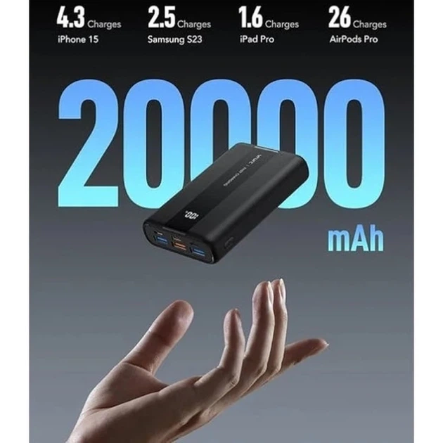 УМБ VRURC T2055 20000 mAh 22.5W Black (D9A-SL-2055BLACK-DE) - изображение 5