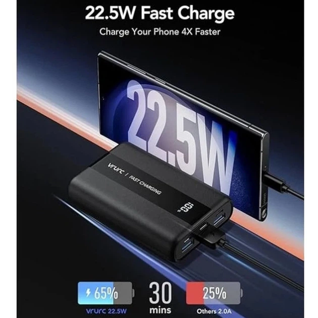 УМБ VRURC T2055 20000 mAh 22.5W Black (D9A-SL-2055BLACK-DE) - изображение 6