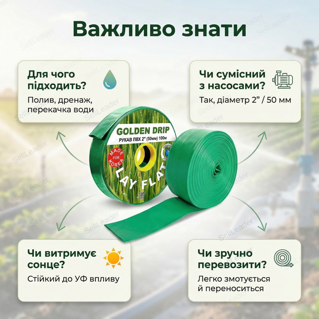 Шланг рукав 50мм 2" ПВХ Lay Flat 100м напорный 6 бар армированный полив сада дома дачи газона - Фото 4 Шланг рукав 50мм 2" ПВХ Lay Flat 100м напорный 6 бар армированный полив сада дома дачи газона - изображение 4
