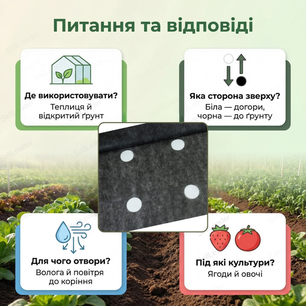 Агроволокно 1.07×10м 50г/м² против сорняков перфорированное для клубники спанбонд рулон UV защита черно-белое - Фото 4 Агроволокно 1.07×10м 50г/м² против сорняков перфорированное для клубники спанбонд рулон UV защита черно-белое - изображение 4