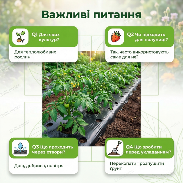 Плівка мульча Shadow 1х10м 30мкм для мульчування грунту овочів з перфорацією УФ стабілізація 2 отвори - Фото 4 Плівка мульча Shadow 1х10м 30мкм для мульчування грунту овочів з перфорацією УФ стабілізація 2 отвори - зображення 4