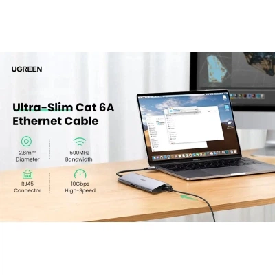 Патч-корд 0.5м, U/UTP CAT 6A Copper Ethernet Cable тонкий(діаметр 2.8мм) NW122 Black Ugreen (70331) - Фото 10 Патч-корд 0.5м, U/UTP CAT 6A Copper Ethernet Cable тонкий(діаметр 2.8мм) NW122 Black Ugreen (70331) - изображение 10