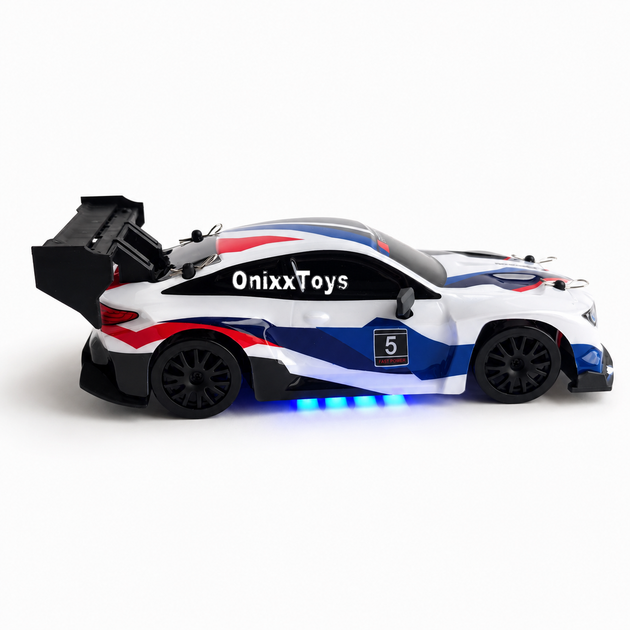 Радиоуправляемая машинка БМВ для дрифта BMW M4 неоновая подсветка, 2 скорости, 4WD, свет фар 20 см Белый - изображение 6