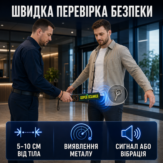 Оглядовий ручний металодетектор Super Scanner MD3003B1, портативний металошукач - зображення 3