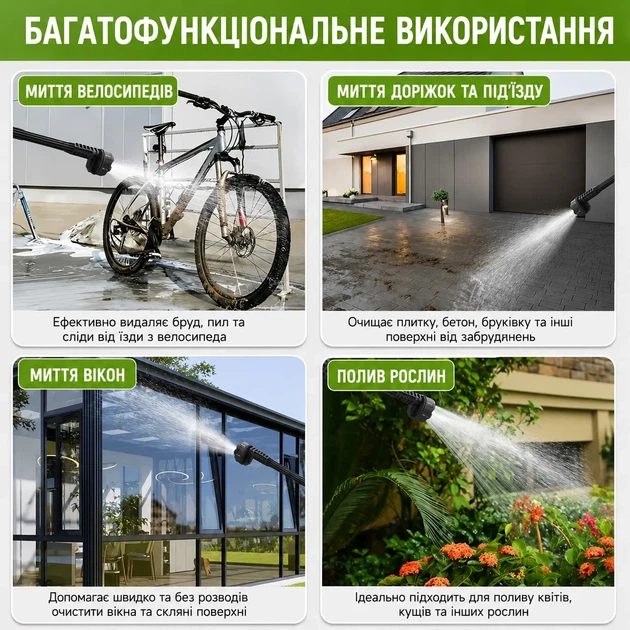 Акумуляторна мийка високого тиску Hippcron 21V, 2 акумулятори, портативна мінімийка для авто та дому - Фото 3 Акумуляторна мийка високого тиску Hippcron 21V, 2 акумулятори, портативна мінімийка для авто та дому - изображение 3