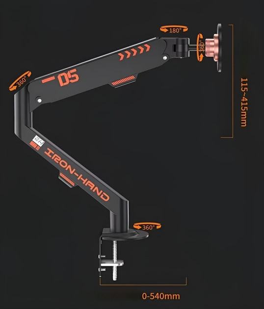 Настольный кронштейн для планшета Jingshan JS-06 Iron Hand D5 магнитный с газовой пружиной (удержатель для iPad / Android) - White - изображение 5