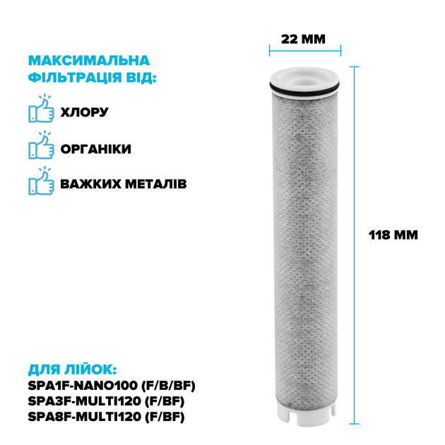 Набор из 6-ти фильтров в ручку душевой лейки DROP FILTER-STICK-CARBON угольный - очищает от механических примесей, хлора, органики, тяжелых металлов - изображение 4