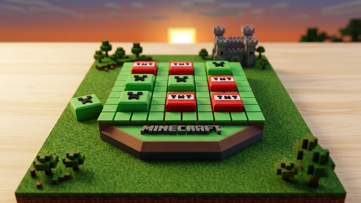 3D-друкована настільна гра «Хрестики-нулики» у стилі Minecraft - изображение 2