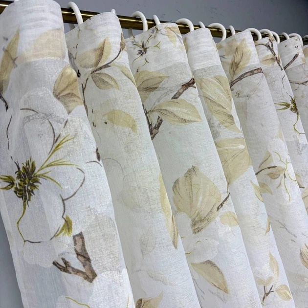 Тюль Magnolia из батиста под лен бело-бежевый на ленте для крючков 150×230 см (YH859-150) - изображение 11