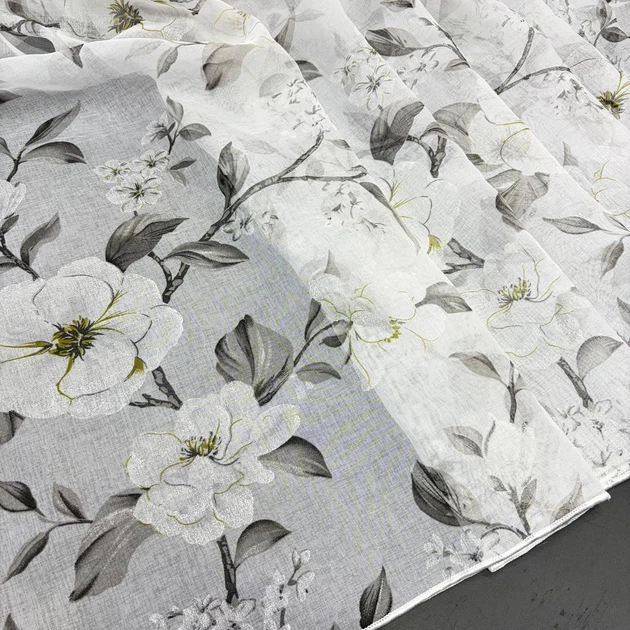 Тюль Magnolia 500x260 см з квітковим принтом Біло-сірий (YH8541-500) - зображення 8