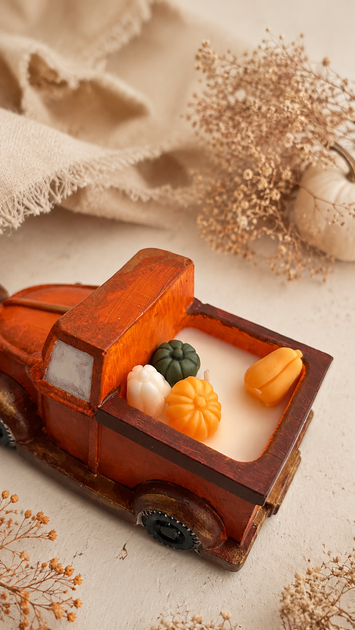 Декоративна ароматична свічка Pumpkin Truck «Гарбузові хмаринки», 45 мл, осінній декор - изображение 6