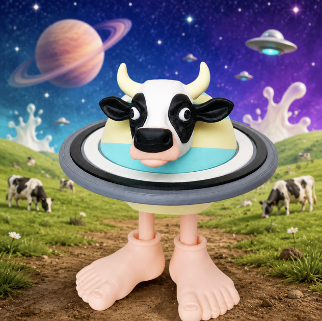 Рухома Brainrot іграшка La Vaca Saturno Saturnita у чорно-білому кольорі. - Фото 3 Рухома Brainrot іграшка La Vaca Saturno Saturnita у чорно-білому кольорі. - зображення 3