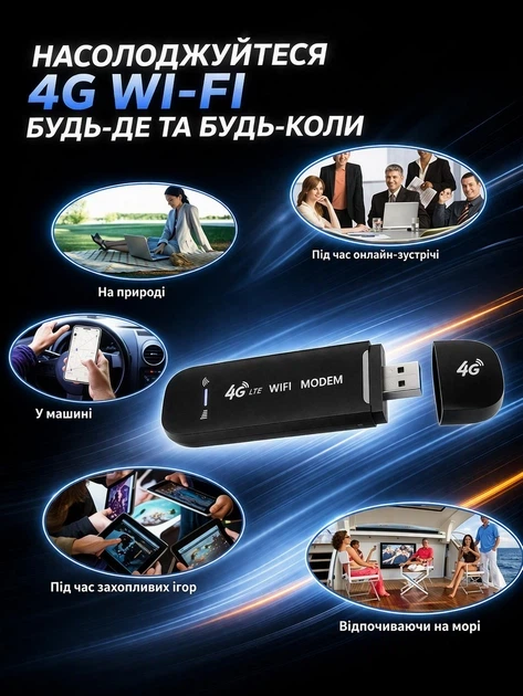 4G LTE USB-модем с Wi-Fi — компактный мобильный роутер для дома, офиса, автомобиля и путешествий - изображение 4