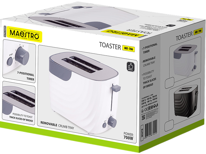 Toster Maestro MR 706 Biały - obraz 2