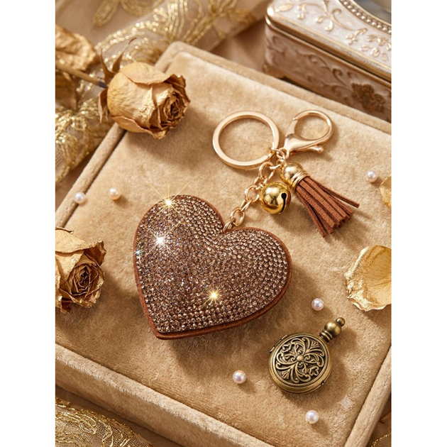 Брелок Swarovski Color Heart золотистый для украшения телефона - изображение 3