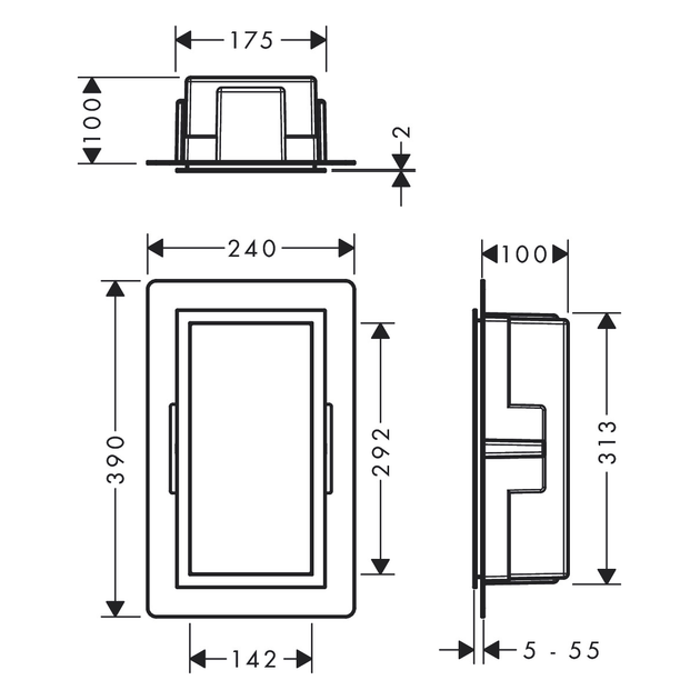 Настенная ниша со встроенной рамой 39х24х15см HANSGROHE UNIVERSAL CIRCULAR 56095140, шлифованная бронза - изображение 2