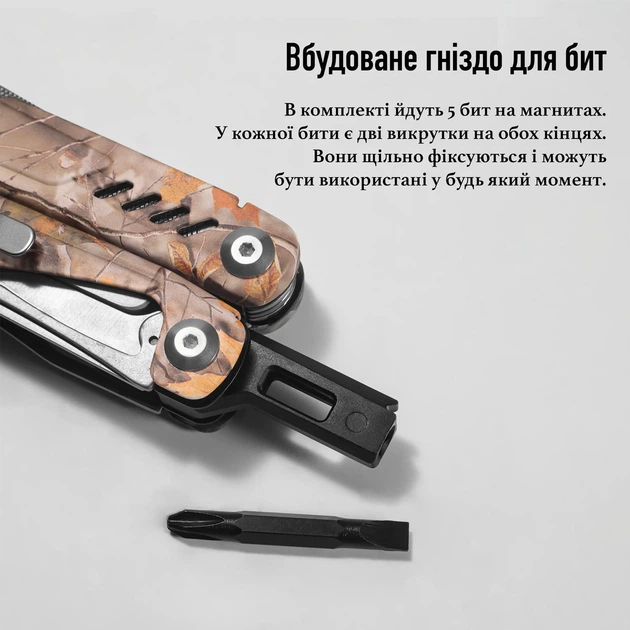 Мультитул ForestPro 19 инструментов нержавеющая сталь камуфляж - Фото 6 Мультитул ForestPro 19 инструментов нержавеющая сталь камуфляж - изображение 6