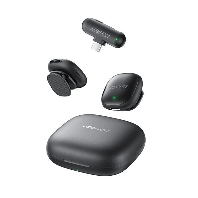 Беспроводная микрофонная система ACEFAST R1 dual-mic 48 ч работы ABS-пластик черный - изображение 6