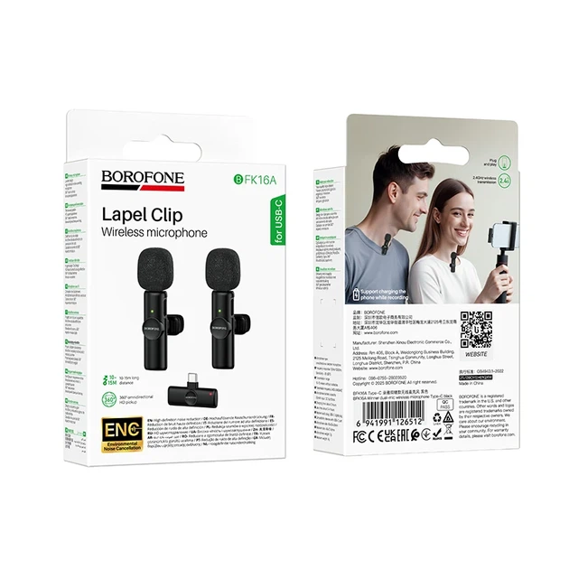 Беспроводная микрофонная система BOROFONE BFK16A dual-mic Type-C черная - изображение 2